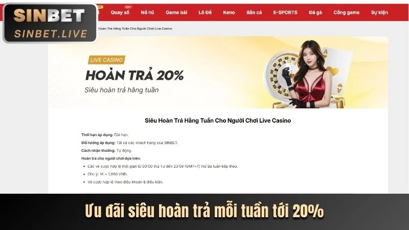 Chương trình hoàn trả casino loto188